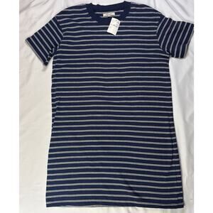 Madewell Tina Striped T-Shirt Dress Stripes Medium M2241 Cotton Navy White NEW